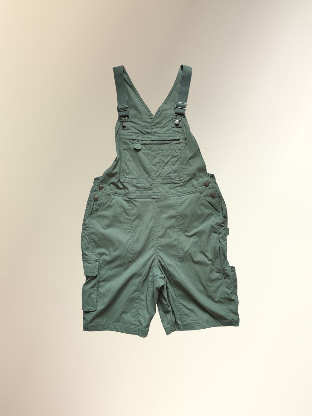 Duluth Trading Green Ripstop Bib Overall Shorts Shortalls Women's L